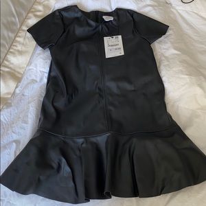 Faux leather girls dress